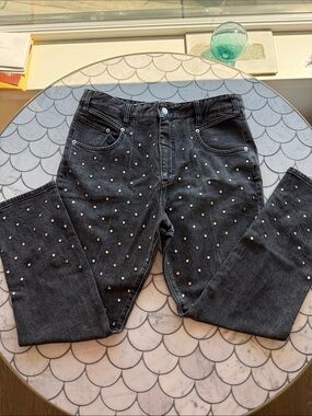 Anthropologie / Pilcro Black Skinny Jeans with Silver Studs